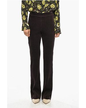 Avenue Montaigne Corduroy Bootcut Trousers With Elastic Waistband - Black