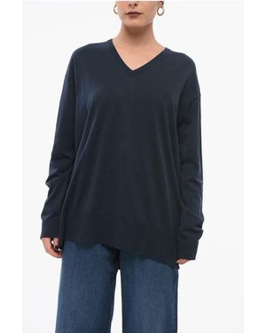 Aspesi V Neck Cotton Jumper - Blue