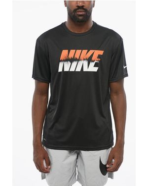 Nike Swim Dri-Fit Crew-Neck T-Shirt With Contrasting Logo - Black