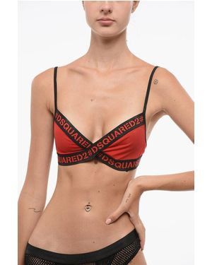 DSquared² Two-Tone Bikini Top With Logoed Band - Red