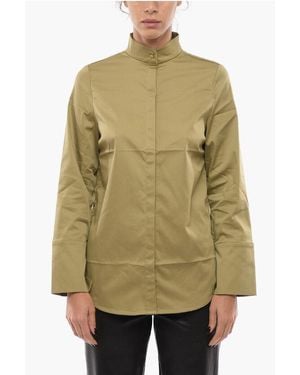 Notes Du Nord Cotton Blend Davina Shirt With Hidden Closure - Green