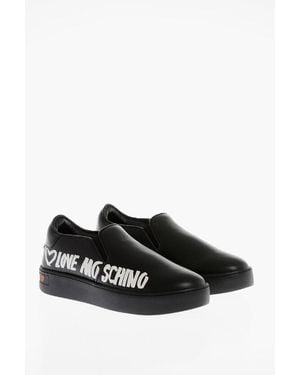 Moschino Love Slip-On Logo Print Trainers - Black