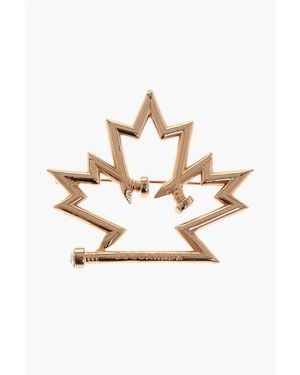 DSquared² Golden Effect Iconic Motif Brooch - Multicolour
