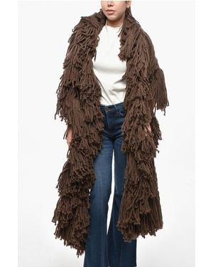 DSquared² Solid Colour Wool Maxi Scarf With Fringes - Black