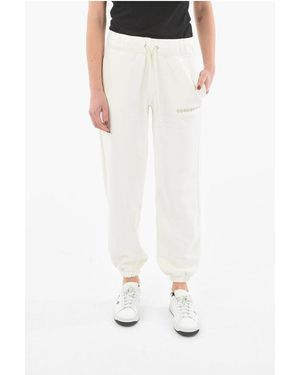Converse Drawstring Waist Fleeced Wordmark Joggers - White
