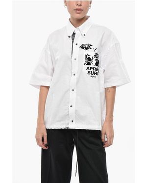 APRÈS SURF Cotton-Blend Blouse With Paisley Details And Drawstring - White