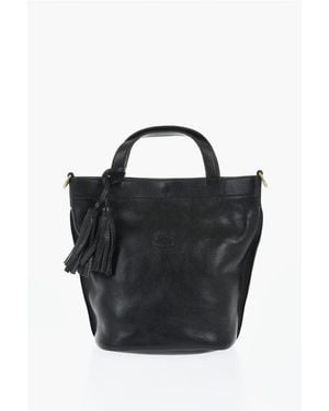 Il Bisonte Textured Leather Bucket Bag - Black