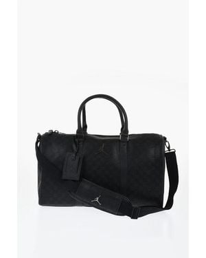 Nike Air Jordan Faux Leather Duffle Bag With All-Over Monogram - Black