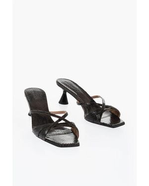 D'Accori Embossed Python-Effect Leather Mules Lust With 5Cm Heel - Multicolour