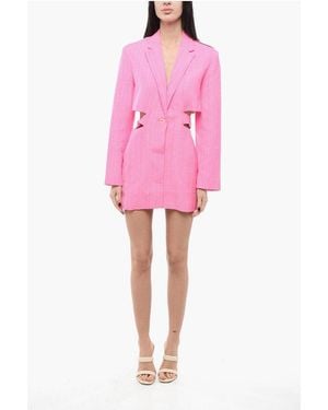 Jacquemus Le Raphia Cut Out Bari Blazer Dress - Pink