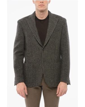 Corneliani Cc Collection Prince Of Wales Motif Wool Relight Single Brea - Grey