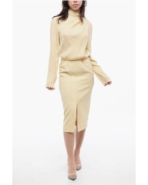 Celine Silk Logoed Dress - Natural