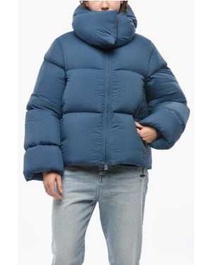 Bacon Down Jacket Storm Rod With Collar-Shape Hood - Blue