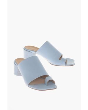 Maison Margiela Mm6 Open-Toe Leather Mules With Round Heel 6 Cm - Blue