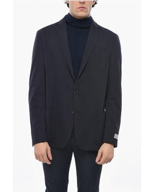 Nino Danieli Solid Colour 2-Button Blazer With Notch Lapel - Blue