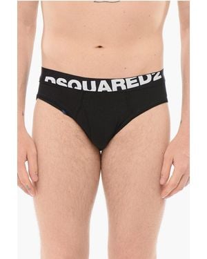 DSquared² Cotton Slip With Logoed Waistband - Black