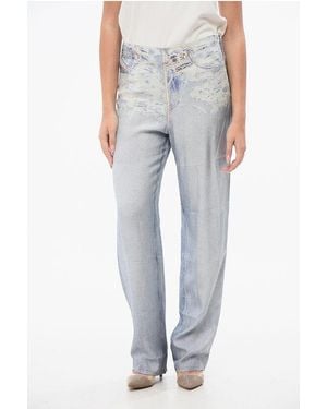 DIESEL Viscose P-Spray Trousers With Denim Effect - Grey