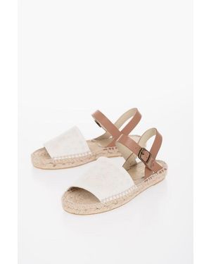 Bonpoint Leather Ankle Strap Sandals With Rafia Sole - Multicolour