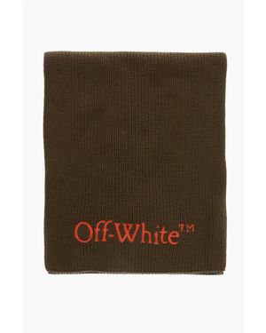 Off-White c/o Virgil Abloh Virgin Wool Scarf With Contrast Embroidery Logo - Brown