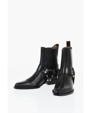 Paris Texas Leather Helena Western Booties 4Cm - Black