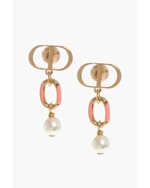 Dior Finish Petit Cd Earrings With Pearl - White