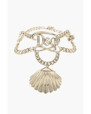 DSquared² Tone Metal Necklace With Shell-Shaped Pendant - White