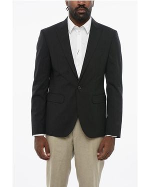 DSquared² Virgin Wool Tokyo Centre Vent Peak Lapel 1-Button Blazer - Black