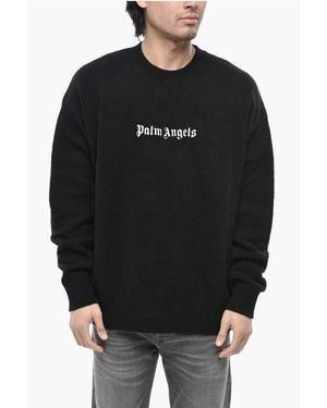 Palm Angels Crewneck Jumper Classic Logo With Embroidered Logo - Black