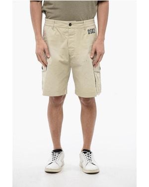 DSquared² Stamps 64 T. Cargo Trousers With Paint Motif - Natural