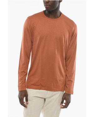 Corneliani Silk Long-Sleeved T-Shirt - Brown