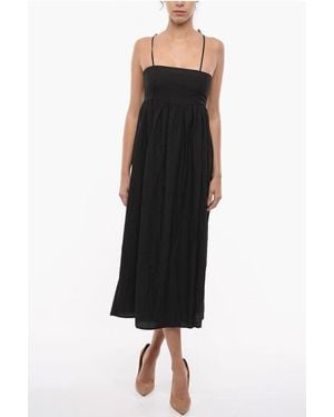 Notes Du Nord Seersucker Fabric Eve Maxi Dress - Black
