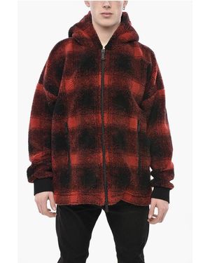 DSquared² Buffalo-Check Sherpa Jacket With Hood - Red