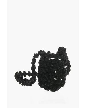 Kara Braided Velvet Bag - Black