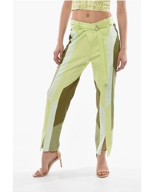 Kiko Kostadinov Split Ankle Daintree Straight Leg Trousers With Belt - Green