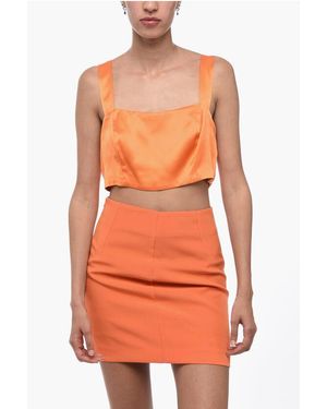 Woera Side Zipped Silk Crop Top - Orange