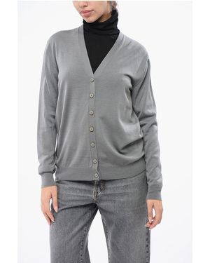 Mrz Virgin Wool V-Neck Cardigan - Grey