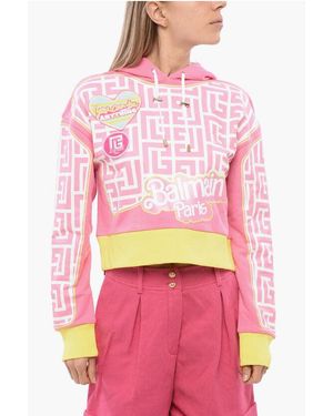 Balmain Barbie Logoed Sweatshirt With Patchwork - Pink