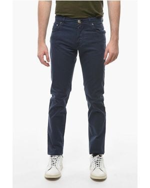 Corneliani Id Luxury Denim Embroidered Denim Trousers With Logo Patch 1 - Blue