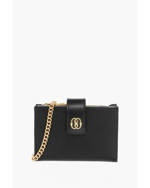 Bally Leather Emblem Accordion Wallet With Chain - Black