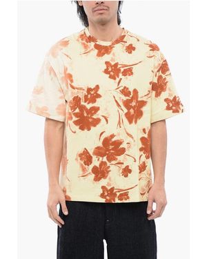 Jil Sander Floral Print Short Sleeved T-Shirt - Orange