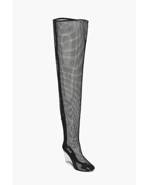 Alaïa Over The Knee Mesh Boots With Plexiglass Wedge Heel 11cm - Black