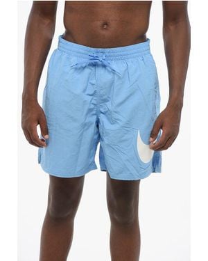 Nike Swim Solid Colour Swim Shorts With Contrasting Logo - Blue