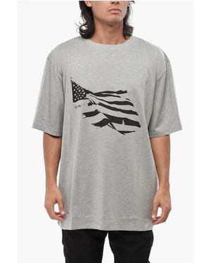Celine Solid-Color Crewneck T-Shirt With Front Print - Grey
