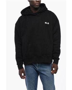 Cultura Solid Colour Fleeced-Cotton Hoodie - Black