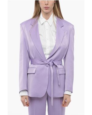 Hebe Studio Satin Blazer The Lover With Belt - Purple