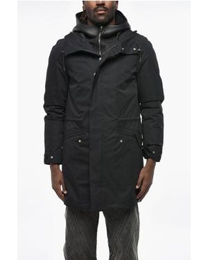 Yves Salomon Waterproof Technical Cotton Parka With Removable Inner Down - Black