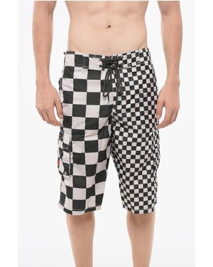 ERL Two-Tone Checked Swim Shorts - Black