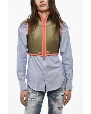 DSquared² Cropped Technician Fabric Jacket With Contrasting Trim - Blue