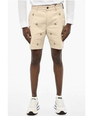 DSquared² All-Over Embroidered Cotton Twill Cargo Shorts - Natural