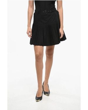 Dior Pleated Cotton Miniskirt With Belt - Black